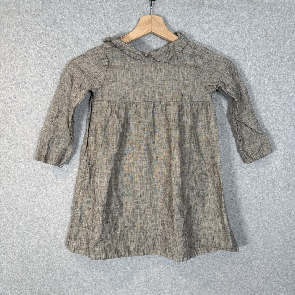 LA petite alice dress girls 2-3 years linen gray mini